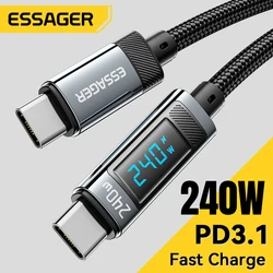 Essager 240W cavo USB da tipo C a USB C 100W PD 3.1 cavo di ricarica rapida per Macbook Pro per Xiaomi per Laptop Samsung 2M