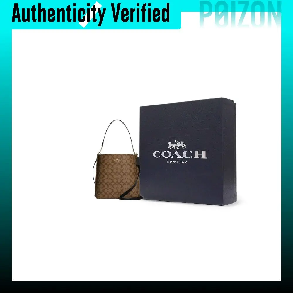 COACH Mollie Artificial Leather Handbags Small Women's Khaki & Black CA582-IMCBI