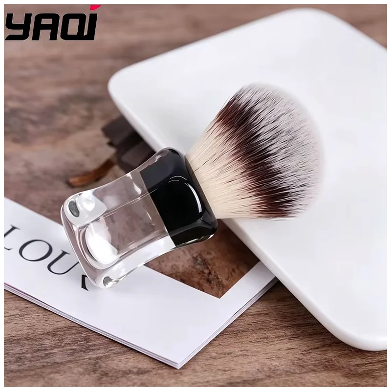 YAQI Robin Synthetic Hair Clear Handle Wet Shave Tools Wet Shaving Brush Men Shaving Products Men Best Gift for Men Mens Gift