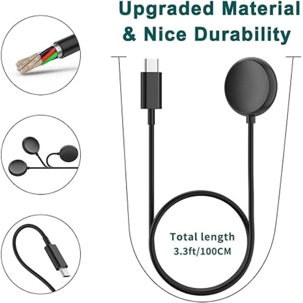 For Google Pixel Watch 1 USB-C Charger Smartwatch Charger Cable Fast Charger Replacement Charger 3.3ft