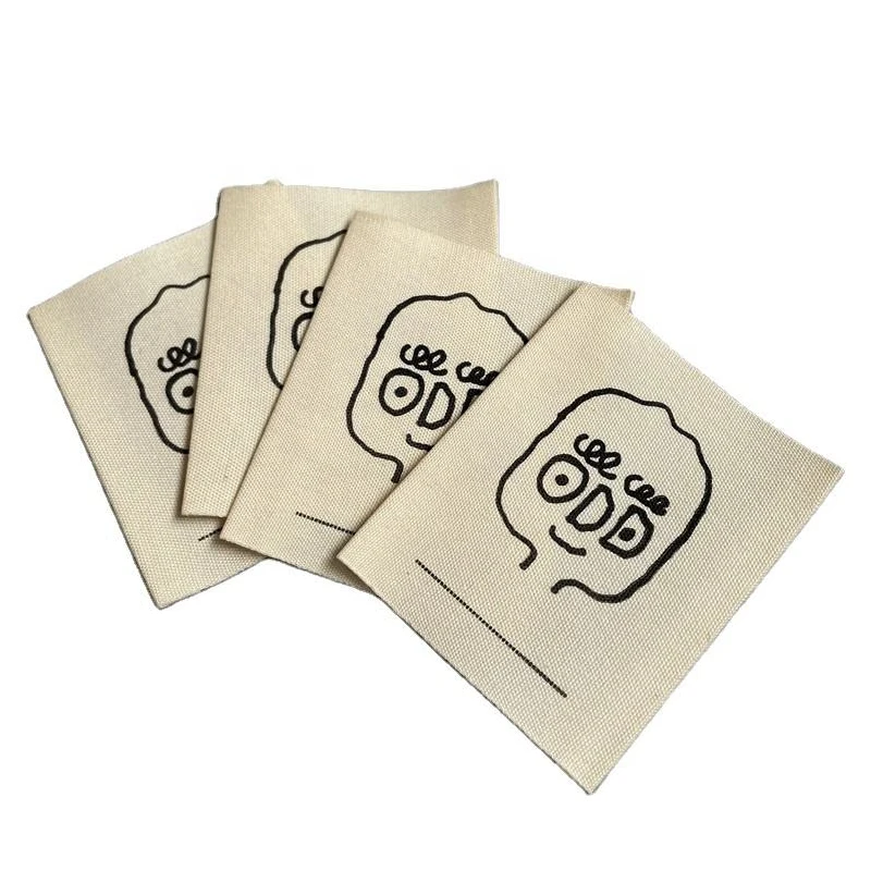 Custom Brand Logo Cotton Labels Size Garment Cotton Printed Labels Washable For Clothing Bag Shirt Handbag Tag