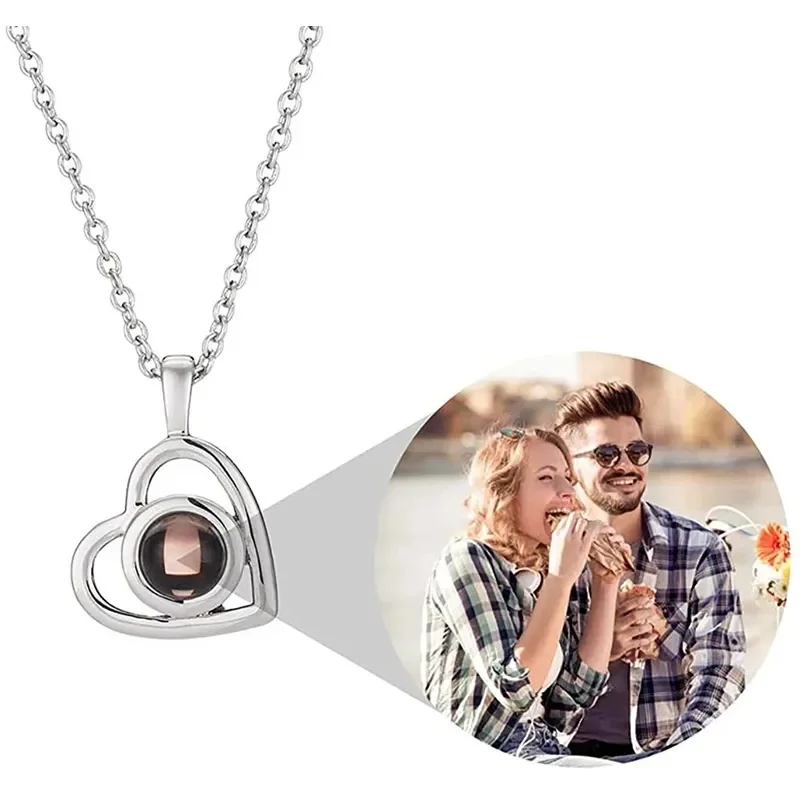 Custom Projection Photo Necklace Personalized Pet Photo Pendant,Projection Chain For Women Men Memorial Christmas Jewelry Gifts