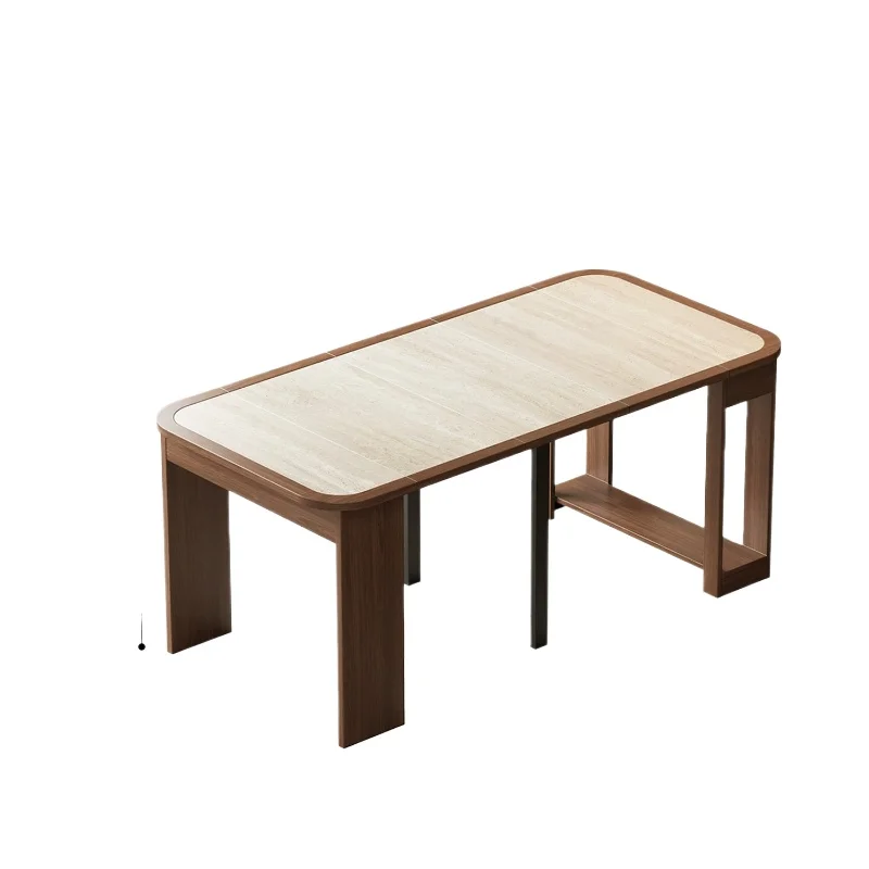 CX retractable dining table solid wood small apartment household medieval, rock slab folding dining table