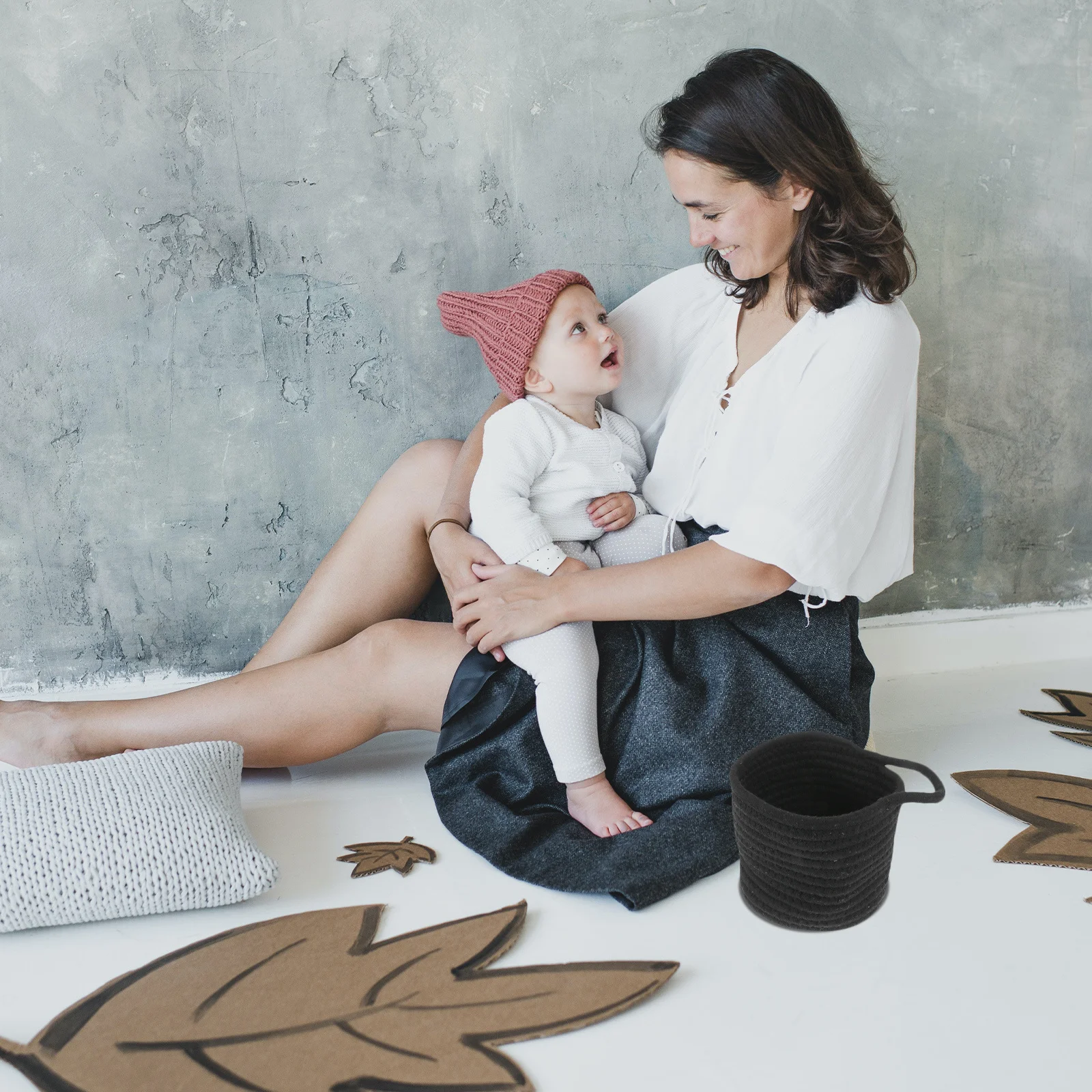 

2pcs Cotton Rope Storage Basket Woven Desktop Holder For Makeup Organizer Bedroom Household Items Practical Finishing Basket