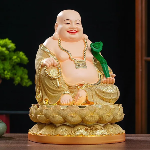 The big-bellied Maitreya Buddha attracts wealth  Nafu uses it to worship temples,  Maitreya laughing Buddha resin Buddha statues view 4