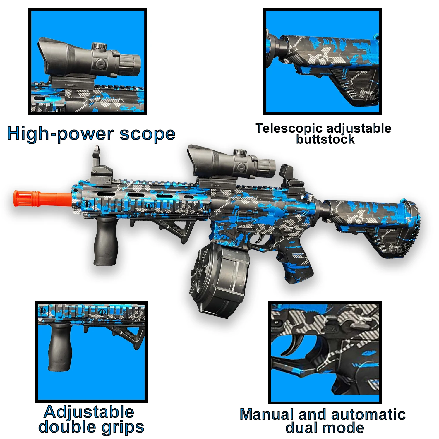 Elektryczny pistolet na żel M416! Pistolet na kulki, automatyczny i pełnoautomatyczny pistolet na kulki splatter, idealny do gier strzeleckich na świeżym powietrzu (bez pocisków)