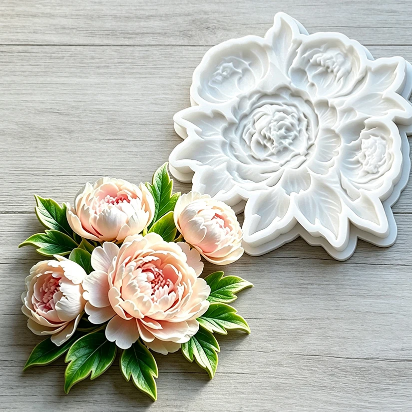 Flower Peony Silicone Sugarcraft Mold Resin Tools Chocolate Cupcake Baking Fondant Cake Decorating Tools