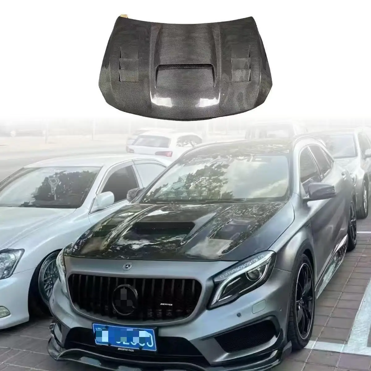 Suitable for 2014-2016 Mercedes-Benz GLA45 200 260 Upgraded Carbon Fiber Opener Cover Front Engine Cover