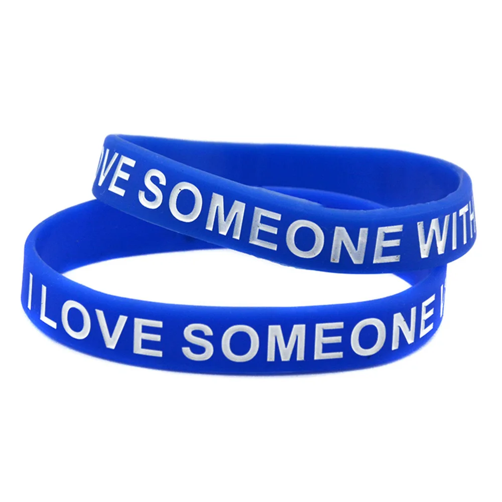 

50 Pcs Blue I Love Someone with Autism Silicone Rubber Bracelet for Love & Support