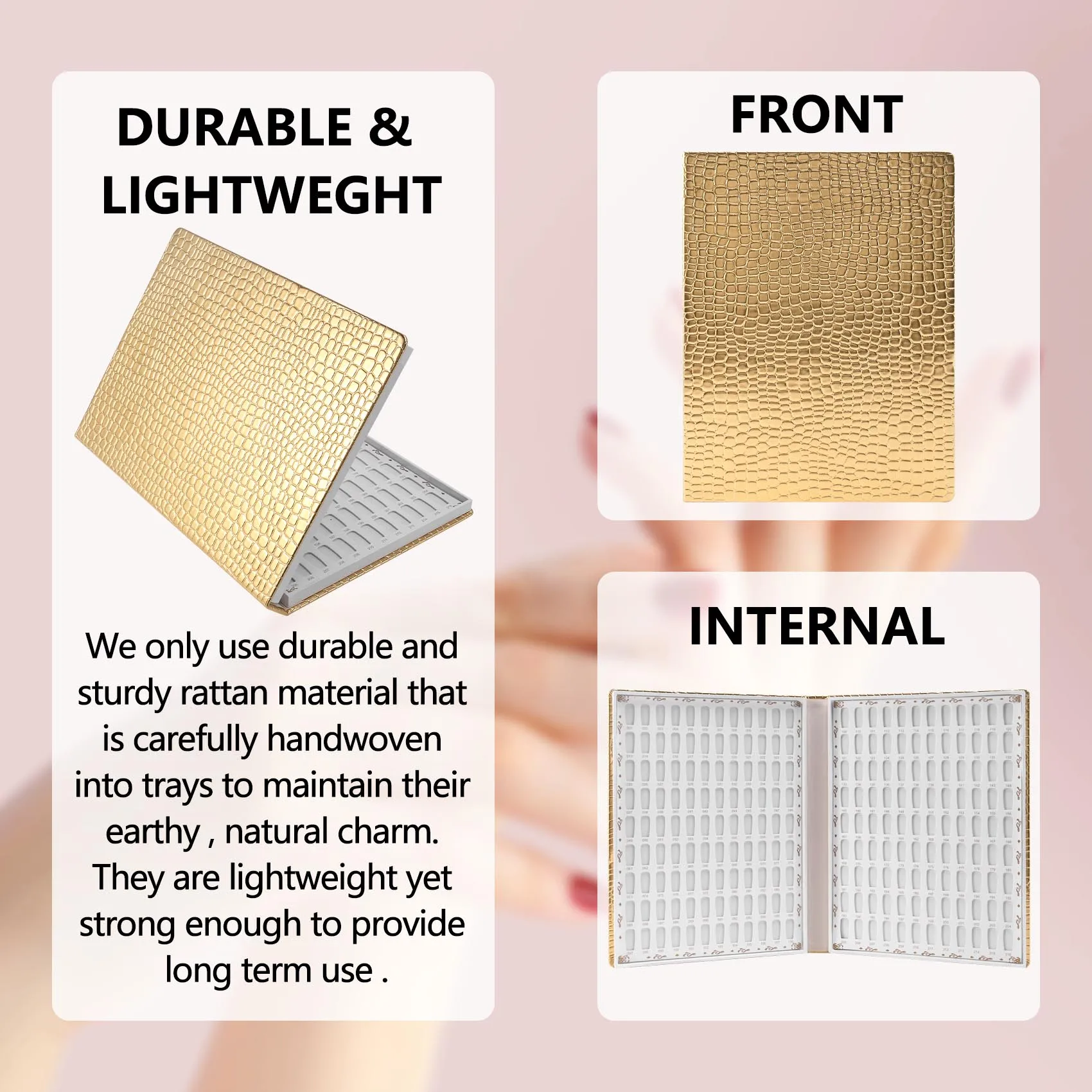 Libro de exhibición de puntas de uñas de 216 colores, estante de exhibición de arte de uñas DIY, tabla de tarjetas de colores de Gel, tablero de exhibición de pintura dorado