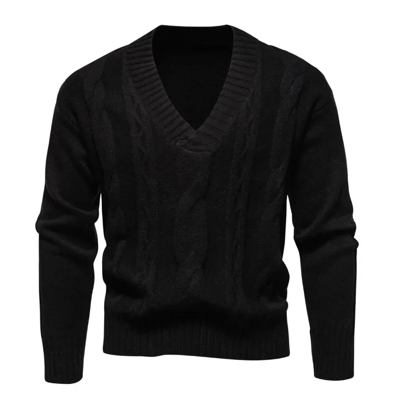 New Autumn and Winter Men's Knitted Sweater Fashionable Slim Fit Comfortable Pullover  V-Neck Sweaters