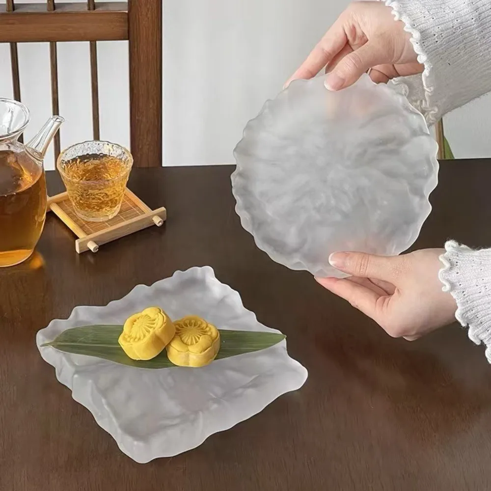 

Sushi Plates Transparent Frosted Glass Plate Exquisite Elegant Afternoon Tea Plate Ins High Quality Snacks Plate Restaurant