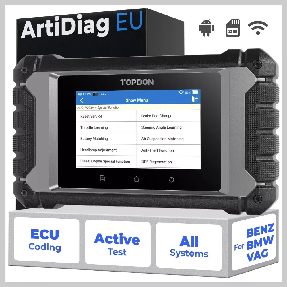 TOPDON ArtiDiag EU Bi-Directional Scanner Full-System Diagnostic Tool All Service Functions Active Test Lifetime Free Update
