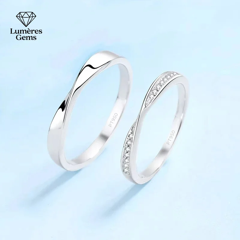

Lover PT950 Platinum Couple Rings 0.64 Carat Moissanite Diamond Unisex Wedding Bands for Men And Women Valentine's Day Birthday