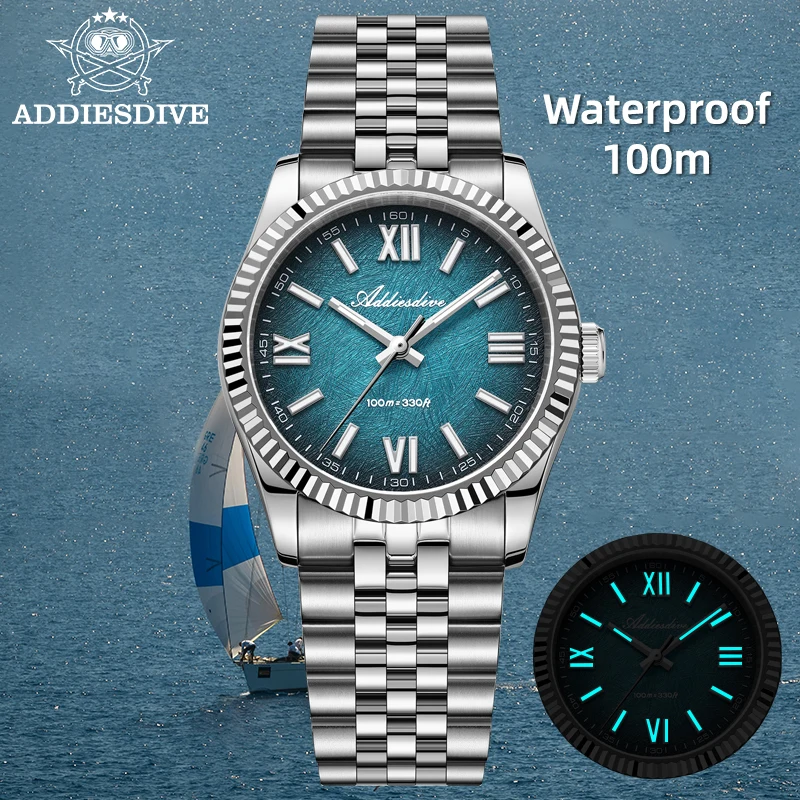 

ADDIESDIVE VH31 Quartz Watch Ultra Thin Sapphire Glass 75 Tooth Bezel Roman Markers BGW9 Super Lume 316L Stainless Steel Strap