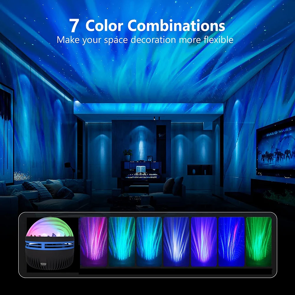 1PCS USB Northern Galaxy Light LED Aurora Borealis Lamp Water Pattern Starry Sky Light Bedside NightLights Bedroom Decorative