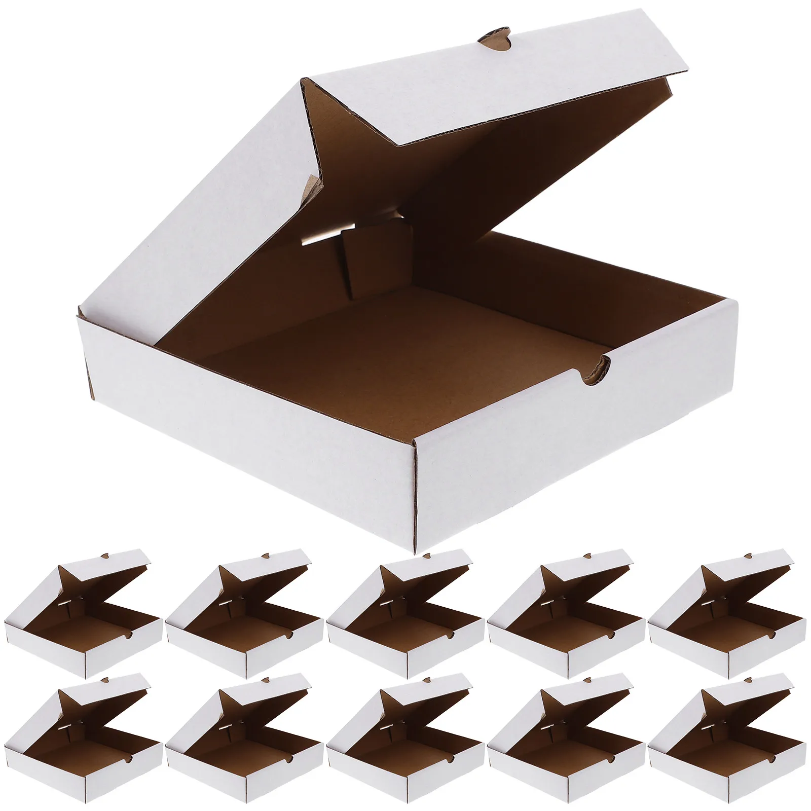 

30Pcs Small Pizza Boxes 7 Inch White Kraft Corrugated Takeout Packaging Reusable Oven Safe Freshness Keeping Pizza Mailing Boxes