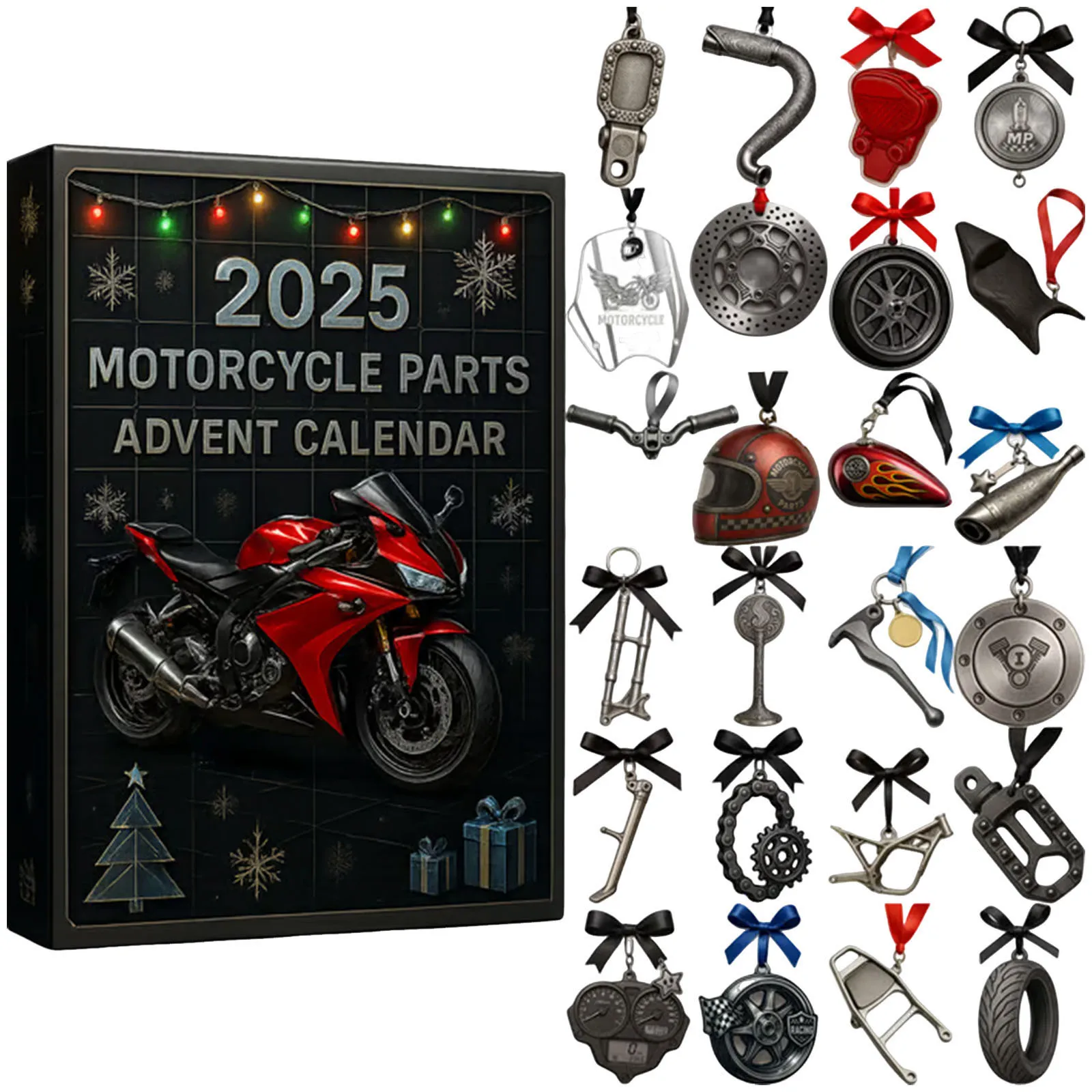 Prise de minuterie Cliquez pour voir le calendrier de l'Avent de la moto à vue complète 2025 ​ ​   Réveils de Noël pour enfants de 24 jours pour chambres avec minuterie