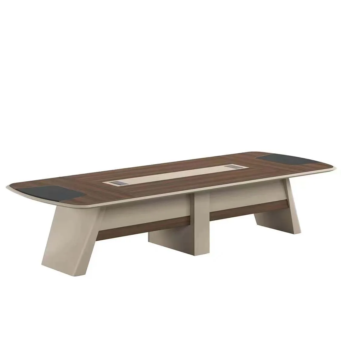 #Simple Modern Large Office Conference Table With Baking Paint Arc Long Table Chair Combination For Negotiation Office Desks