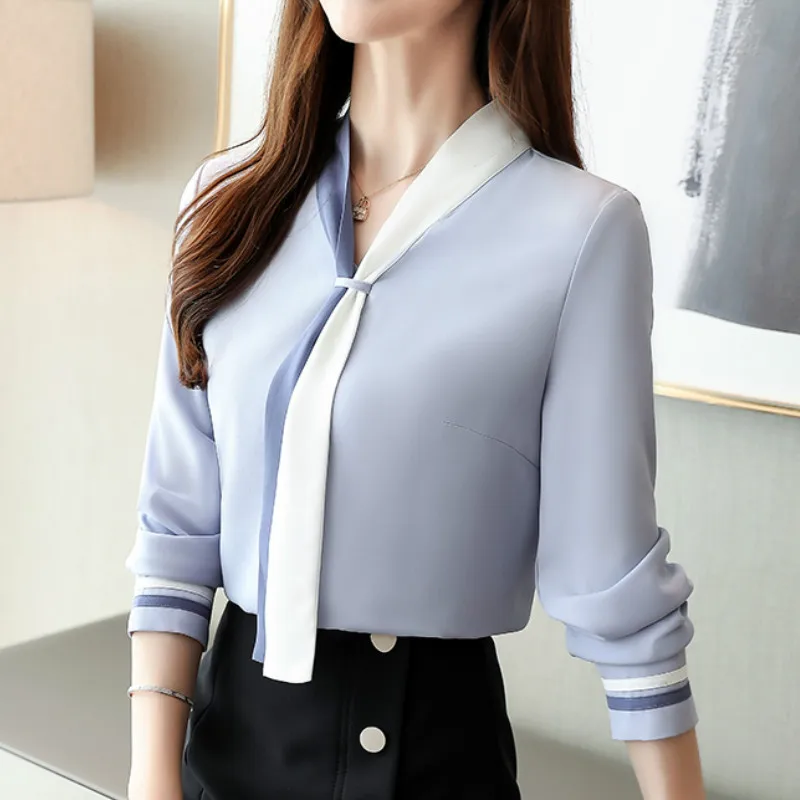 clothe OL office Women Tops and Blouse Vintage Long Sleeve Chiffon Tops Blusas Mujer De Moda 2022 Elegant Autumn blouses