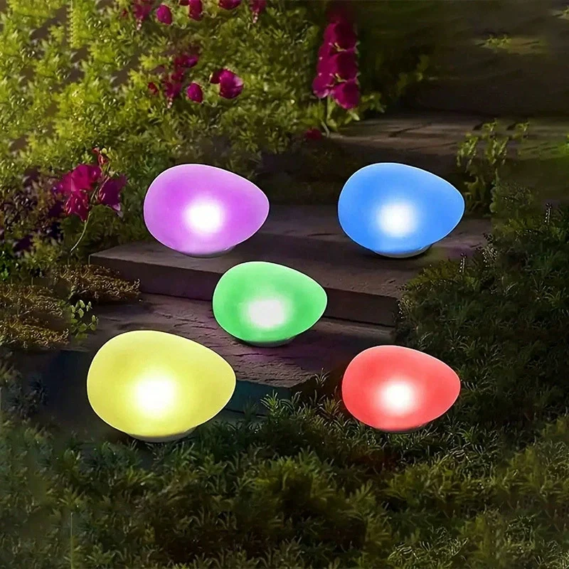Solar Garden Lights Outdoor Glow Cobblestone Shaped Lamp Decor Light Waterproof Landscape Night Lights for Lawn Patio Path