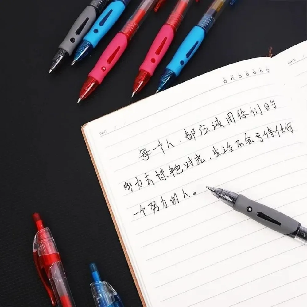 5 Pens+20 Refill Press Type Gel Pen Set 0.5mm Bullet Shaped Tip Black Blue Red Ink Set Student Writing Stationery Office Pen