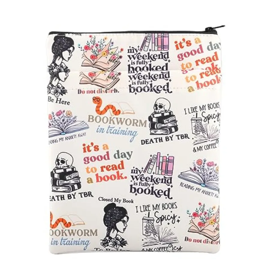 

Book Reading Book Cover Book Lovers Book Sleeve Literature Gift Book Club Gift Bookworm Gift TBR Gift Librarian Gift Zipper Pou