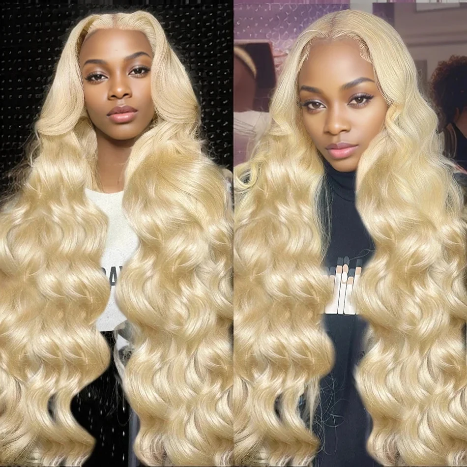 Perruque Lace Front Wig Body Wave brésilienne Remy naturelle, blond miel 613, 13x4, 13x6, pour femmes