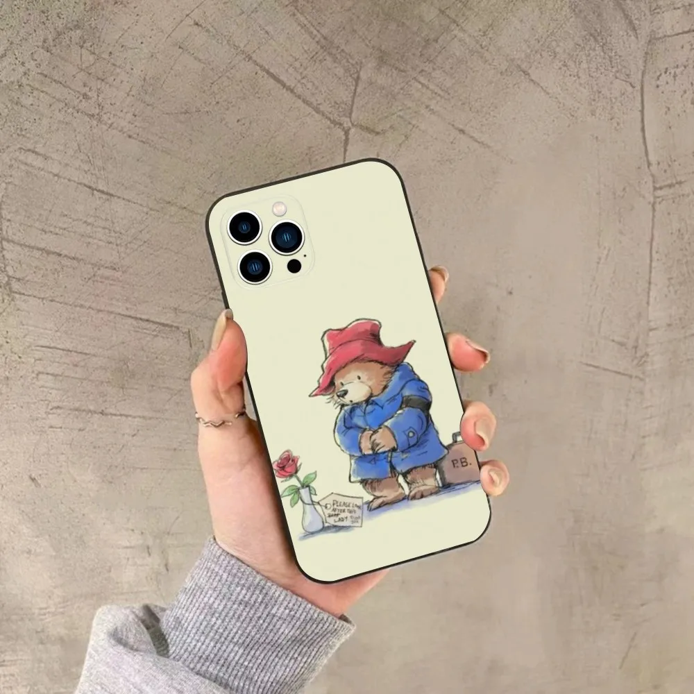 Bear P-Paddington Movie Phone Case For iPhone 15,14,13,12,11,Plus,Pro Max,XS,X,XR,SE,Mini,8,7 Soft Silicone Black Cover