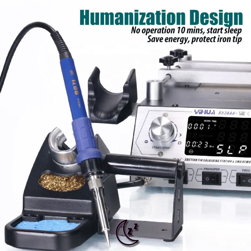 High Quality 3 In 1 853AAA+ Multi Functional Preheat Station Soldering Iron Desoldering Hot Air Gun Soldering Rework Station