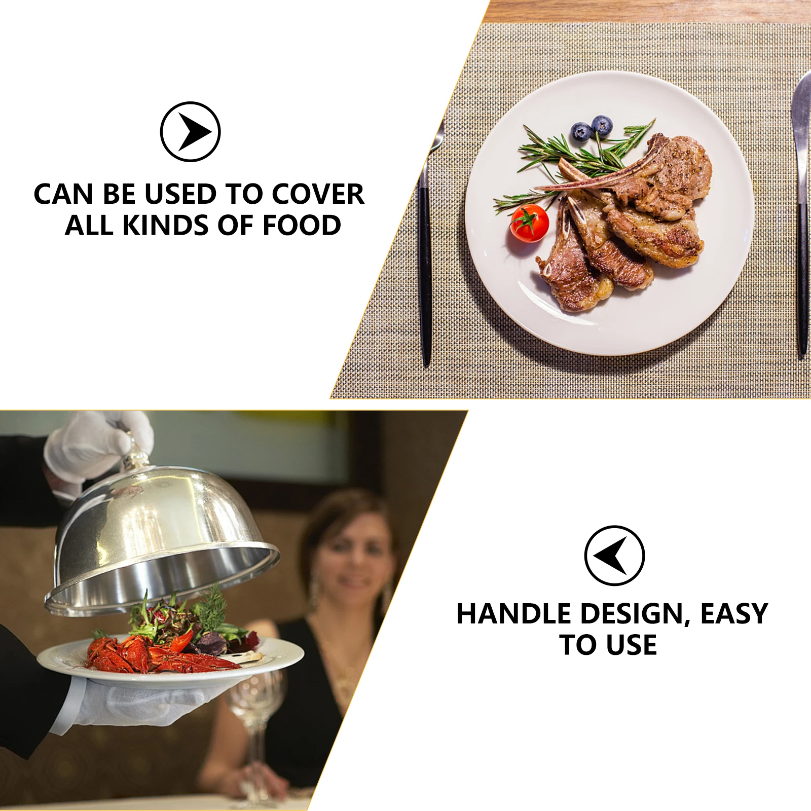 

Stainless Steel Food Cover 26cm Silver Anti Oil Splashing Steak Lid Dish Cover Kitchen Tool Easy Clean Smooth Edge