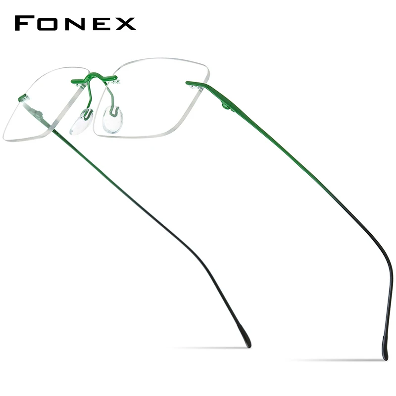 FONEX B Titanium Eyeglasses Frame Men Brand Rimless Square Glasses Frames Women Frameless Ultralight Weight Custom Eyewear 85870