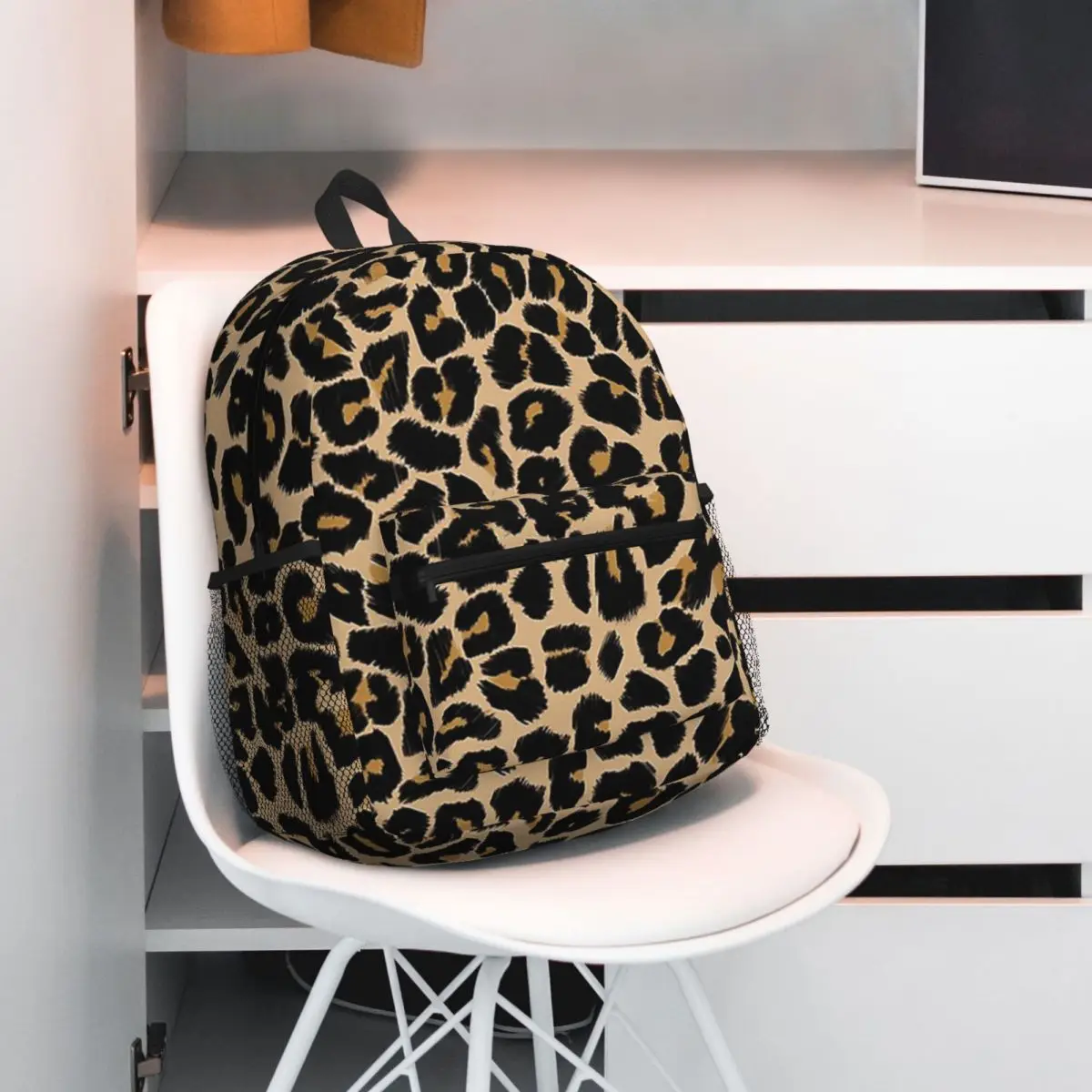 Leopard Print Traditional Colours Backpack Daypack Large Capacity Kids BookBag School Bag Shoulder Bags for Men Women