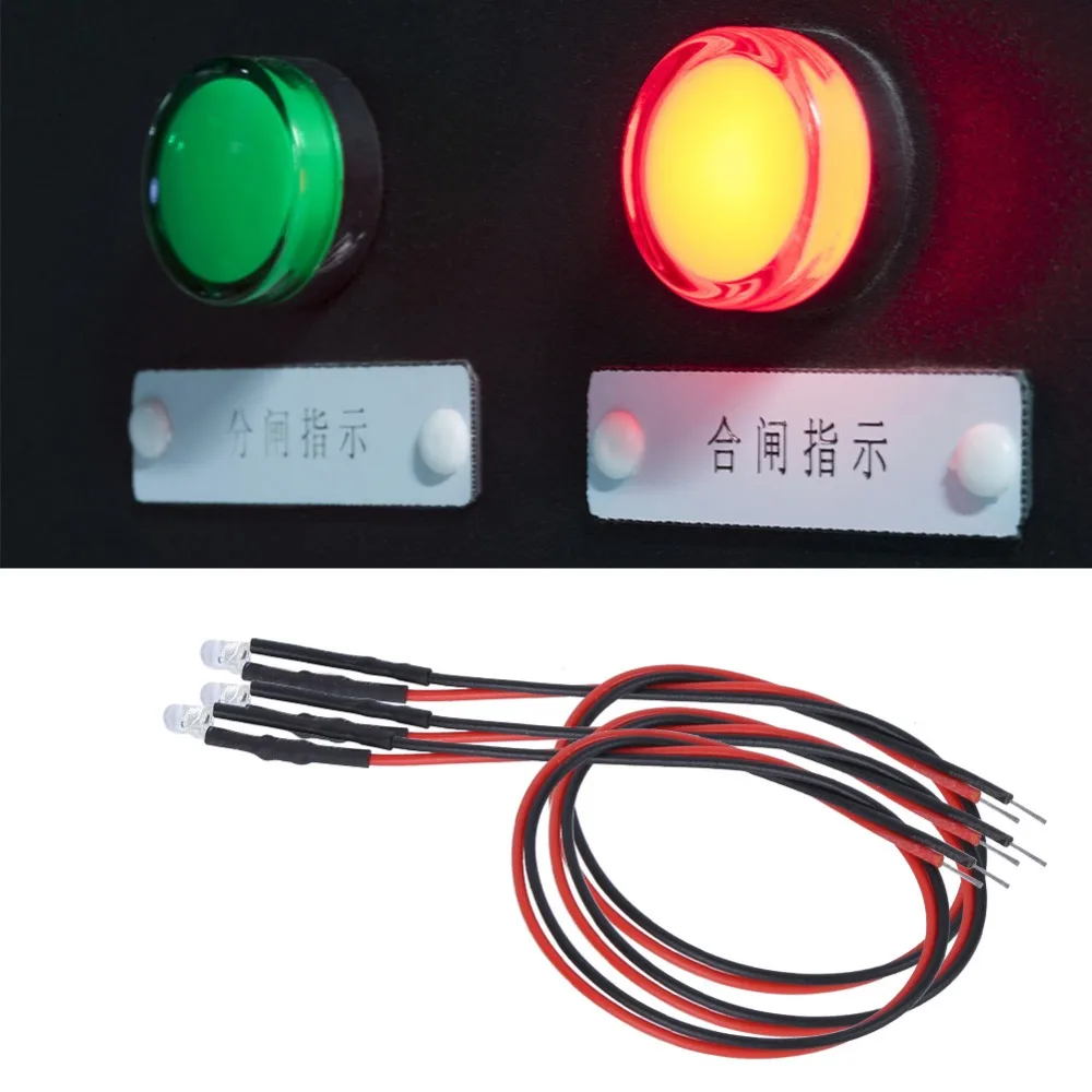 50PCS 12V LED Light Emitting Diodes 3mm Multicolor Quick Flashing Prewired LED Light Emitting Diode Various Applications