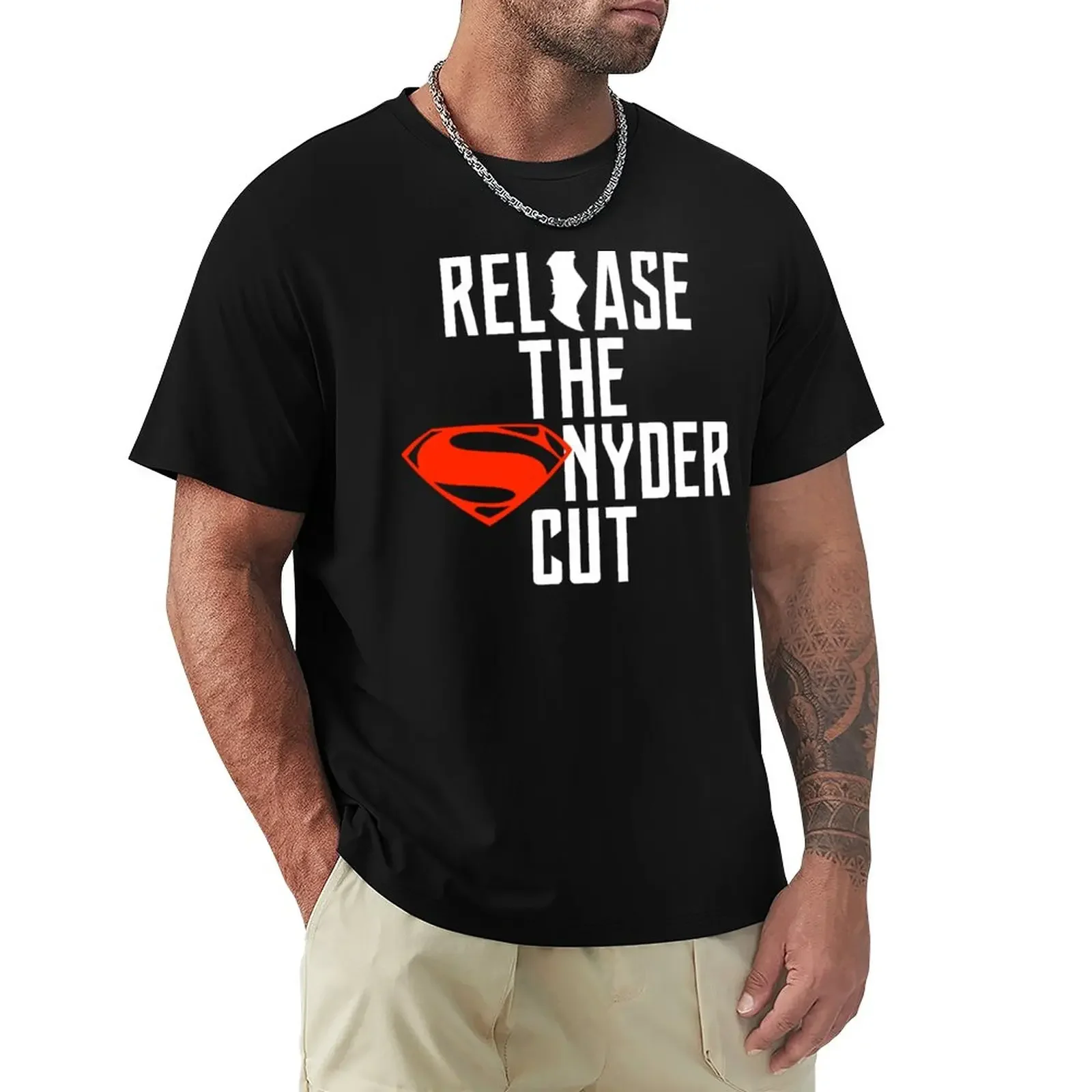 Mens Vintage Fashion Humor Cotton Release The Snyder Cut T-Shirt for A Boy T-shirts Man Harajuku Oversized Clothing Graphic Tee