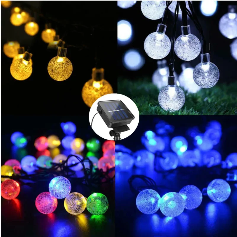 Bubble ball light Solar String Lights Outdoor LED IP65 Waterproof Twinkle Lights Copper Wire Fairy Lights for Xmas Tree Garden