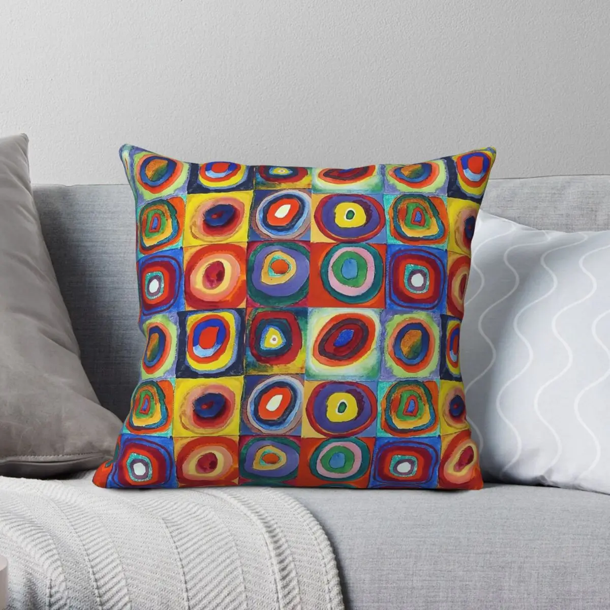 Wassily Kandinsky Concentric Circles Pillowcase Polyester Linen Velvet Printed Zip Decorative Pillow Case Car Cushion Case 45x45