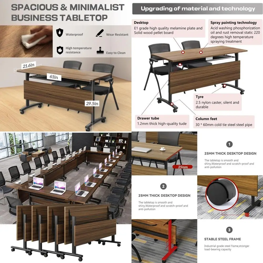 

Портативные конференц-столы на колесиках, складные столы для учебных классов - 6 штук, длина 61 дюйм