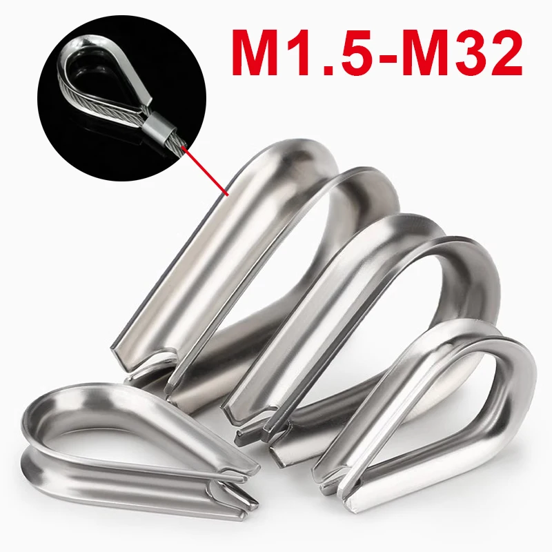 M1.5-M32 304 Stainless Steel Chicken Heart Ring Cable Wire Rope Protective Sleeve Thimbles Rigging Fixing Accessories