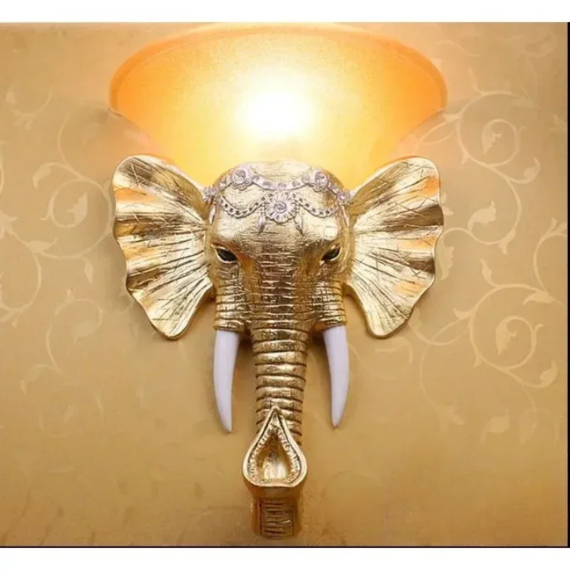 Elephant Wall Lamp Staircase Porch Living Room Aisle Bar Bedroom Creative Animal LED European Hotel Engineering Wall Lamp