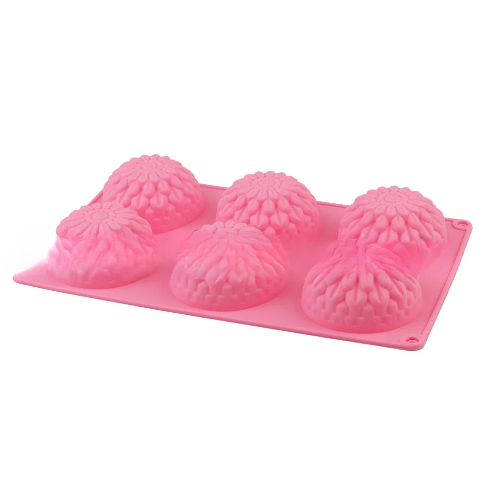 New 3D Chrysanthemums Soap Mold Flowers Silicone Moulds Candle s Sunflower Cake Decoration Tools 6 Grids Resin