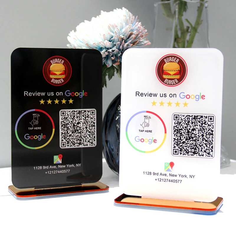 Google Review Sign Customized QR Code Scanning NFC Plate Stand Business LOGO Signs