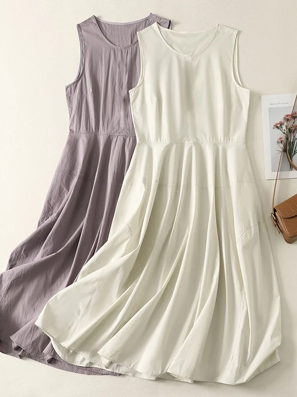 

Korean Japanese High End Sleeveless Vest Dress Women's Summer Large Size Lightweight Maturity Unique Long Dress