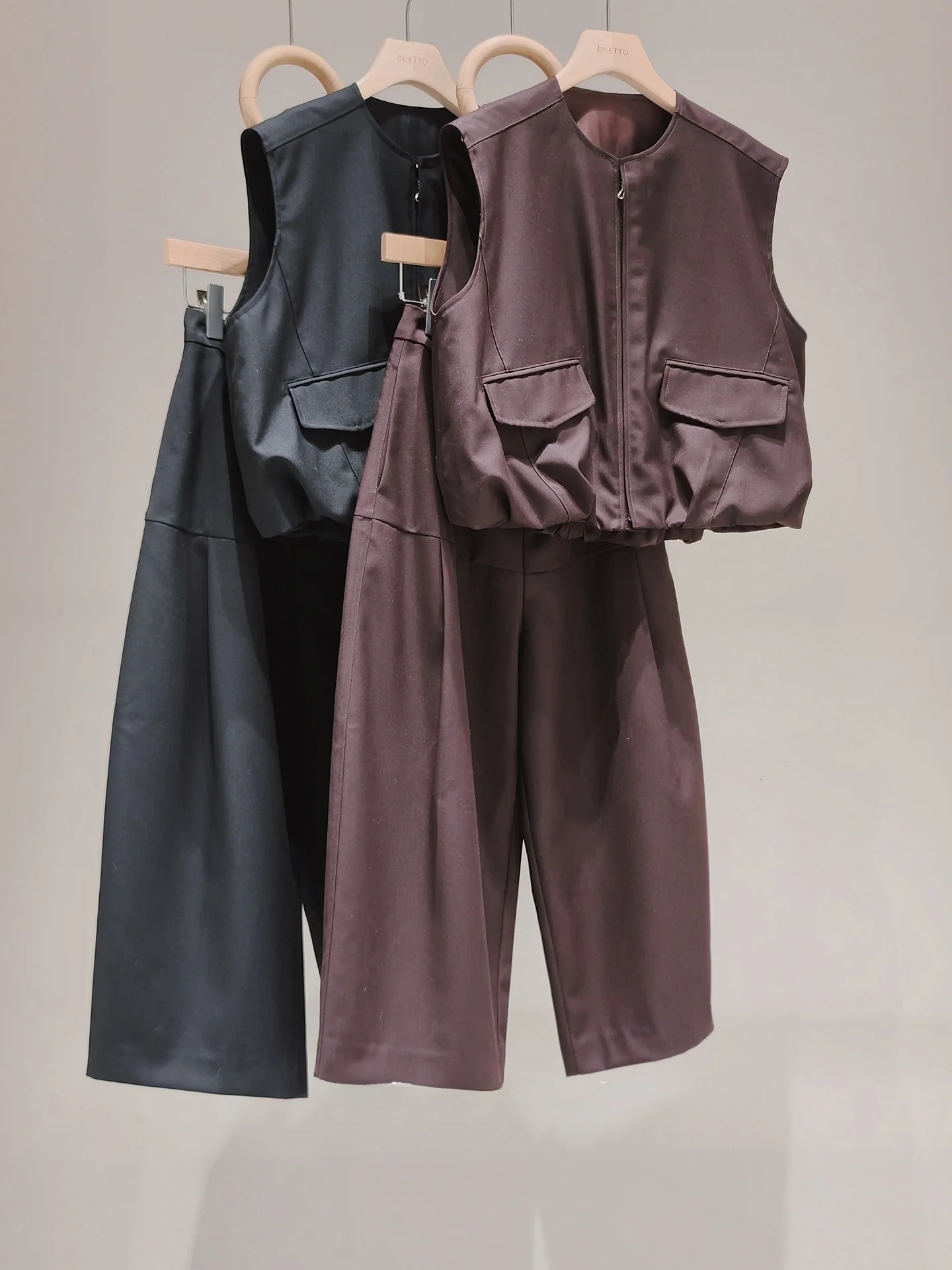 

Костюм Duetto Metropolis: Жилет из тонкой шерсти Silhouette Extrafine и брюки-палаццо 9-го кроя, женский модный комплект, повседневная рабочая одежда