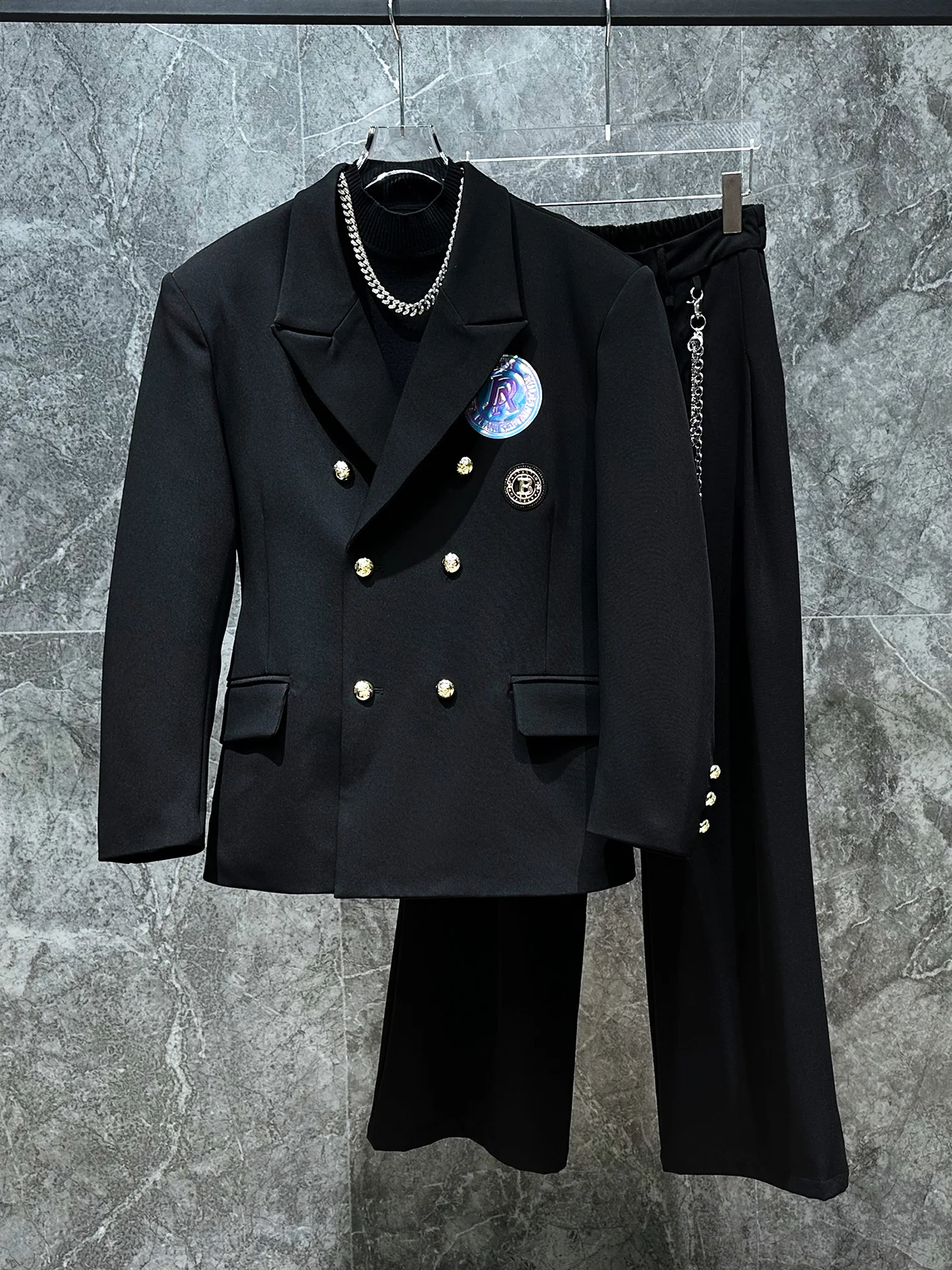 

Модный мужской жилет в корейском стиле: легкий, роскошный, с металлическим декором, повседневный, однобортный