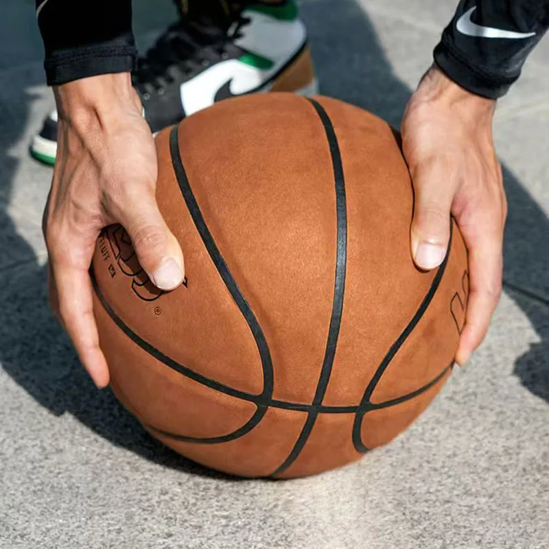 جديد 550 داخلي وخارجي جلد طبيعي نسيج جلد طالب الأطفال رقم 7 الكبار المنافسة الشباك كرة السلة
