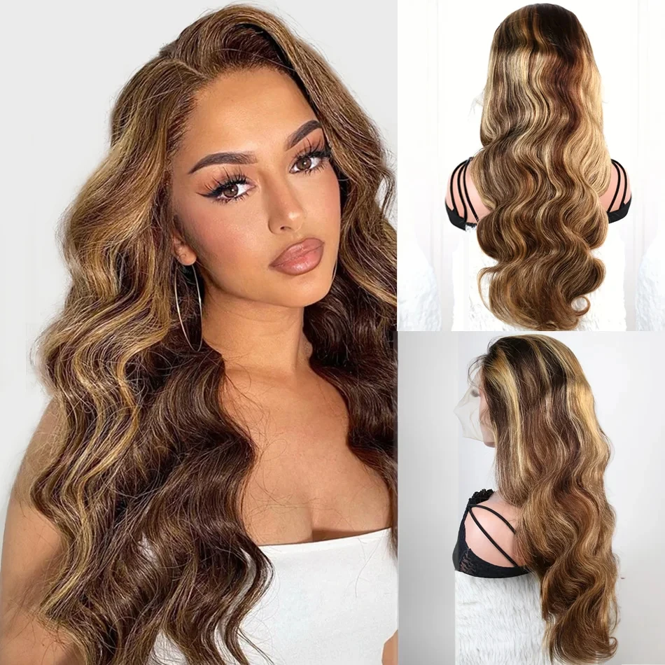 P4 27 Highlight Wig Human Hair Ombre  Body Wave 13x6 Lace Front Wig 200 Density Colored Lace Front Human Hair Wigs For Women