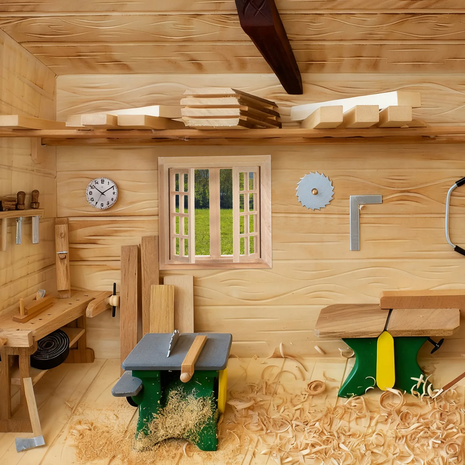 

Mini Wooden Blank Window Uncolored Miniature House Adornment Handmade DIY Decoration Garden Home Supplies Mini House Adornment