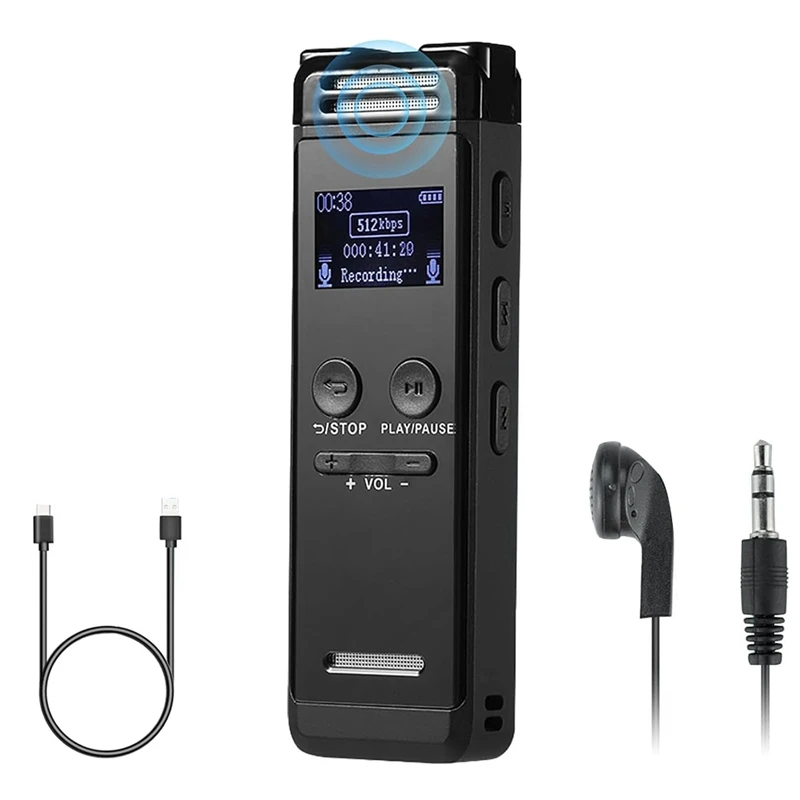 

64GB Digital Voice Recorder With Playback, Audio Voice Activated Recording For Lectures Meetings,Dictaphone MP3 Player