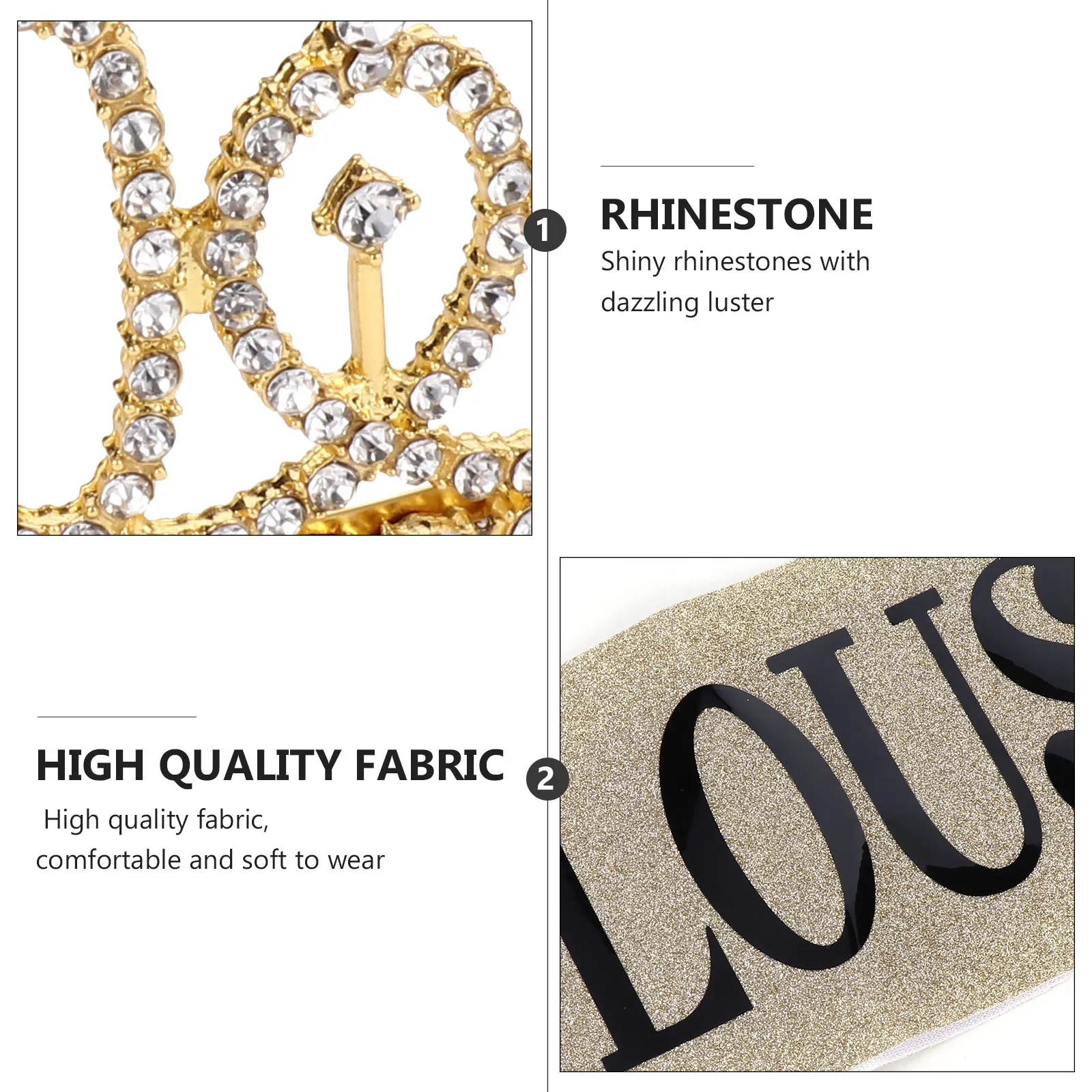 

2pcs Birthday Party Crown Sash Set Etiquette Belt Decor Crystal Hair Comb Comfortable Fabric Birthday Decoration Suit Party Sash